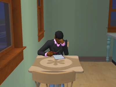 Reuben studies hard in the dorm's study lounge